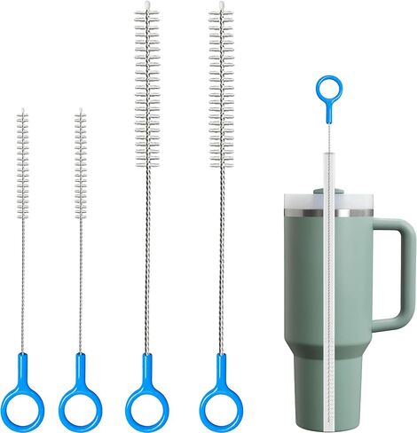 Straw Brush Cleaner for Baby Bottles, 12inch Extra Long Straw Cleaner | 3mm Wide Stainless Steel Wire, 10inch Reusable Straw Cleaning Brush for Water Bottles,Stanley Cup and Travel Mugs(4-Pack) in Kuwait