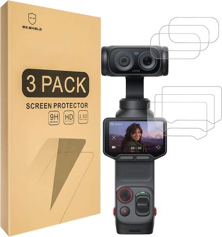 Mr.Shield 3+3 Pack Tempered Glass Screen Protector for Insta360 Luna Ultra | [Lens+LCD Screen] Japan Glass with 9H Hardness in Kuwait
