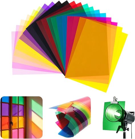 20pcs Color Correction Light Gel Filters, 11.7 x 8.3 Inches Transparent Color Film Sheets for LED Light, Photography Lighting, Flash, Studio Equipment – 10 Colors for Mood Lighting, Photo, Video in Kuwait