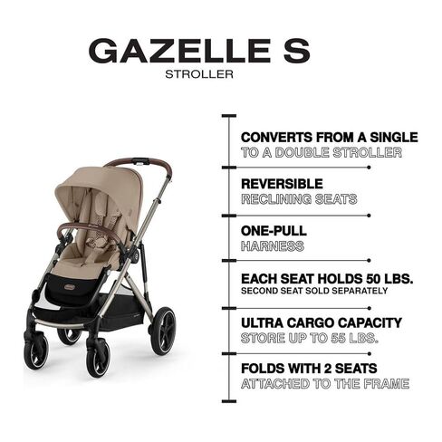 CYBEX Gazelle S Stroller - Taupe Frame with Almond Beige Seat in Kuwait