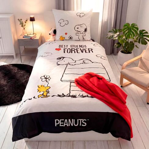 Herding Peanuts Best Friends Forever Snoopy Woodstock Bedding Set, Cotton, 135 x 200 cm, 80 x 80 cm, 100% Cotton, Branded Zip - All-In-One-Outlet-24 in Kuwait