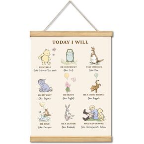 WUAWN Today I Will Winnie The Pooh Room Decor，Biblical Affirmations for Kids Wall Art,Winnie The Pooh Baby Decorations for Nursery,Wooden Hanging Rod Religious Gifts-04 in Kuwait