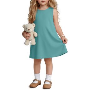 Toddler Girls' Sleeveless Tank Dress Crew Neck Summer Dresses for Girl Kids Baby A Line Midi Basic Beach Sundress in Kuwait