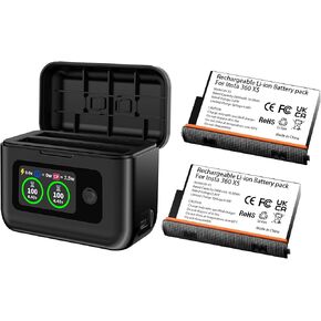 Insta 360 X5 Batteries (2 Packs) with Fast Charge Hub Dual Fast Charging Case w/LCD Display, Intelligent Charger Hub for Insta360 X5, Shows Battery SOC (Battery*2 and Charger*1) in Kuwait