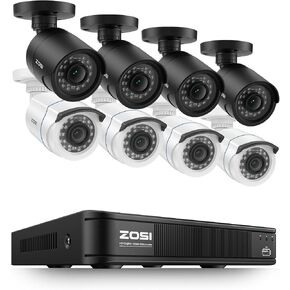 ZOSI 1080P H.265+ Home Security Camera System, 8CH 5MP-Lite Surveillance DVR and 8 x 1080p Weatherproof CCTV Bullet Camera Outdoor with 80ft Night Vision, Remote Access, 90° View Angle, No Hard Drive in Kuwait