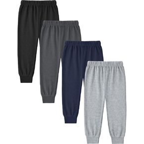 Cooraby 4 Pack Toddler Boys Waffle Pants Baby Kids Soft Elastic Waist Cuffed Pants in Kuwait