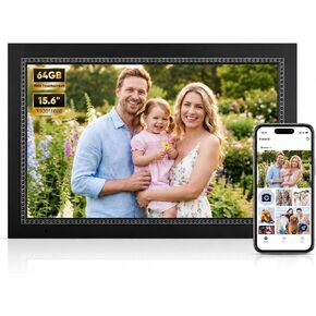 Digital Picture Frame, 15.6 Inch Large Digital Photo Frame WiFi, 64GB Memory, 1920×1080 IPS Touch Screen, Wall Mountable, Share Photos & Videos via AiMOR App, Gift for Parents, Birthday, Women in Saudi Arabia