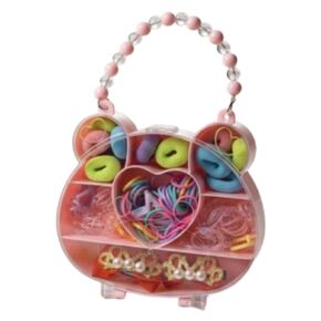 Baby Hair Accessories Set - Colorful Hair Tie & Elastic Rubber Bands with Rabbit Organizer Box, Mini Ribbon Hair Clips for Toddlers, Kids, Infants, and Girls - Birthday Gift for Little Girls in Kuwait