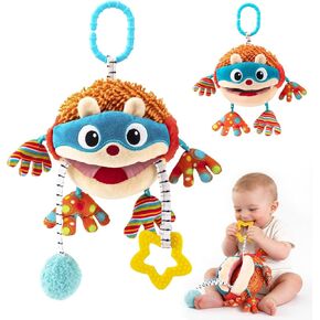 Baby Car Seat Toys Hanging - Sensory Ball Travel Toys for 6 7 8 9 10 11 12 Monthes with Rattle, Teether, Squeaky, Crinkle,Textures, Soft Montessori Plush Toys Newborn Gift Boys Girls Infant Roadtrip in Saudi Arabia