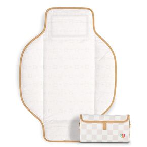 PZU Portable Diaper Changing Pad - Waterproof Travel Changing Mat with Built-in Pillow, Gifts for Baby Shower, Newborn Girls & Boys（Beige Checkers） in Kuwait