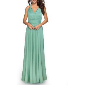 PERSUN Women's Elegant Long Multi Way Strap Wrap Convertible Formal Nursing Maternity Dress,Green,M in Kuwait