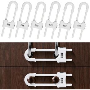 3 Packs U-Shaped Sliding Cabinet Locks, Baby Proofing Cabinets with Adjustable Child Safety Lock for Knob Handle Drawers Closet Home Cabinets Refrigerator Doors (Black, 3 Pack) in Kuwait