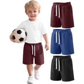 Halfchet 3 Pack Baby Boys' Shorts Toddler Pull on Drawstring Casual Shorts Summer Athletic Kids Clothes with Pocket in Kuwait