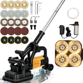 4-Head Concrete Floor Grinder with Extendable Rod, 3800W & 6000 RPM | 4" Concrete Sander with 6-Speed Control & Dust Collection Cover for Cement Marble Floors Granite & Surfaces in Saudi Arabia