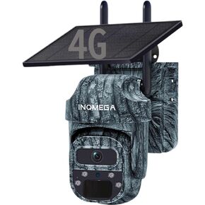 4G Cellular Trail Camera with 355° Live View for Wildlife Scouting | 2.5K HD, Color Night Vision, 5W Solar Panel&7800mAh Rechargeable Battery, AI Auto Tracking, IP66, No Wi-Fi Needed, Camouflage in Kuwait