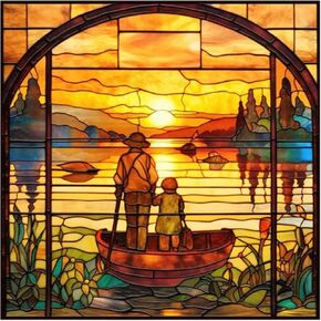 Glass Films,Stained Stickers Static Cling,Frosted Privacy Print Retro Vintage Scenery Window Door Home Decor for Room(Color 07,19.7X19.7 inches) in Kuwait