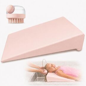 Hair Washing Station for Kids with Neck Support, Waterproof Non-Slip Shampoo Cushion, Bath Pillow & Mat, Tub Sink Basin, Portable Travel Hair Wash Solution with Hair Scrubber (Blush Pink) in Saudi Arabia