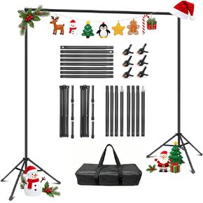 Backdrop Stand 10x7ft(WxH)- 7 Widths Photo Studio Adjustable Background Stand Support kit with Clamps,Carrying Bag for Party, Photo Booth, Banner, Events Decoration, Wedding, Photography in Kuwait