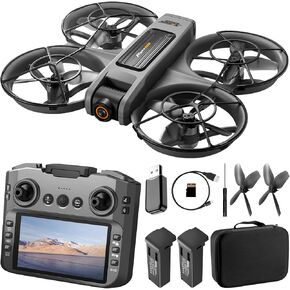 Drone with UHD Camera, Drone with Screen on Controller for Beginners, Remote Control Quadcopter with 2 Batteries, One Key Start, Easy to Fly, Altitude Hold, 3D Flips, Carrying Case （Dark Gray） in Kuwait
