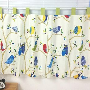 Short Curtains, Short Kitchen Curtain Valance for Children's Rooms Pastoral Tree Branch Tab Top Curtains, Small Windows Drapes(WxH 140x70cm/55x27.5in) in Kuwait