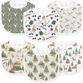 Baby Bibs for Baby Boys Girls 6-Pack Hunting Woodland Drool Bibs Deer Duck Camping Soft Absorbent Cotton Infant Feeding Bandana Bibs Teething Drooling Nursery Gifts for Newborn Toddlers Baby Stuff in Kuwait