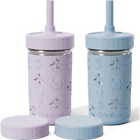 Fimibuke Toddler Cups Spill Proof, 12 OZ Stainless Steel Sippy Cups for Kid | Tumbler with Lid, Removable Silicone Straw & Sleeve, BPA Free Dishwasher Safe Girls Boys Water Bottle Snack Container, 4 Pack in Saudi Arabia