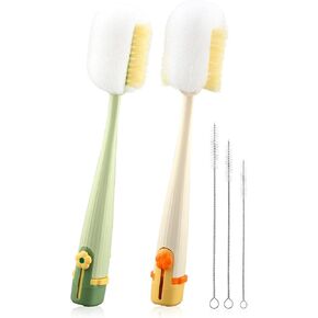 5 in 1 Bottle Cleaning Brush Set Multifunctional Water Bottle Brush and Straw Cleaner Brushs Portable Long Handle Bottles Scrubber for Cup Lids(Color:Green) in Saudi Arabia