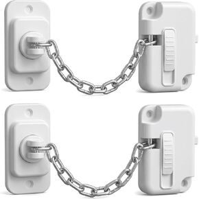 Child Proof Door Lock & Cat Door Latch, Adjustable Door Strap for Kids Safety, No Drill Adhesive Door Stopper for Fridge, Cabinets, Window, Keep Dogs Out (White, 2 Pack) in Kuwait