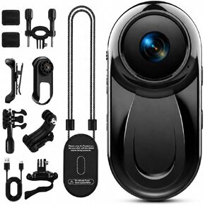 Mini Body Camera 1080P, 512G Thumb Action Camera, Tiny Size, Mount Anywhere, Portable Sports Cam with Magnetic & 360° Clip, Hands-Free Recording for Motorcycle/Sports/Bike/Pet (SD Card Not Included) in Kuwait