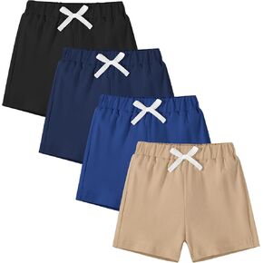 DREAM BUS Baby Boys Cotton Shorts 4 Pack, Soft Stretch Knit, 95% Cotton 5% Spandex, 9M-4T in Kuwait
