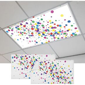 Fluorescent Light Covers, Colorful Polka Dot Magnetic Light Covers for Ceiling Lights, Cartoon Cute Abstract Graffiti Fluorescent Ceiling Shade Filters for Classroom Bedroom Office 4x2Ft x 2PCS in Kuwait