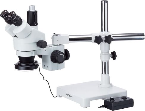 AmScope 3.5X-180X Boom Stand Trinocular Zoom Stereo Microscope with 144-LED Ring Light in Kuwait