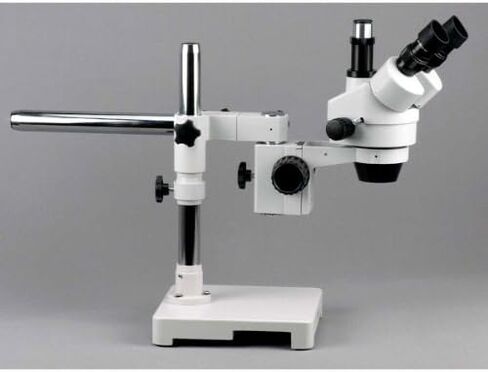 AmScope 3.5X-180X Trinocular Stereo Zoom Microscope on Single Arm Boom Stand with 144 LED and 10MP Camera in Kuwait