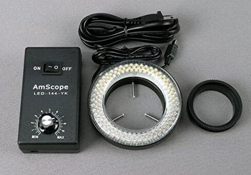 AmScope 3.5X-180X Trinocular Stereo Zoom Microscope on Single Arm Boom Stand with 144 LED and 10MP Camera in Kuwait