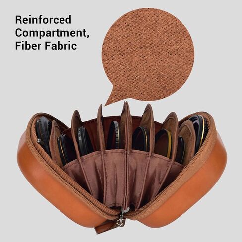 Camera Filter Storage Bag, Vintage PU Leather 8 Layers Organizer, Water & Shock Proof Protective Pouch for ≤95mm Filters, Designed with 8 Layers in Kuwait
