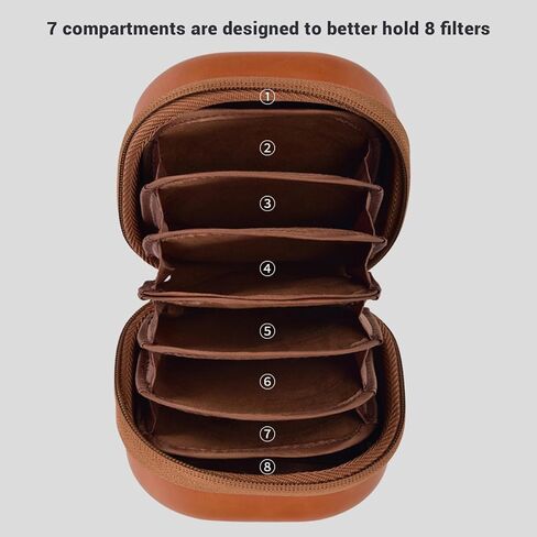 Camera Filter Storage Bag, Vintage PU Leather 8 Layers Organizer, Water & Shock Proof Protective Pouch for ≤95mm Filters, Designed with 8 Layers in Kuwait