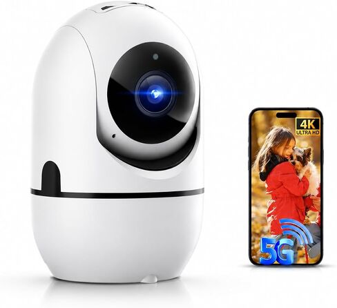 5G Indoor Camera for Home Security, 2K Pet Camera with Phone App, 360° PTZ Indoor Camera for Baby MonitorDog Camera Motion Detection, 2-Way Audio, Night Vision, Cloud&SD Card Storage, Works w/Alexa in Kuwait