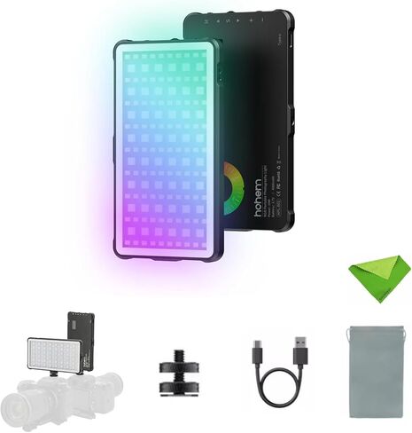 Hohem HPL-R01 Photography Lighting, On Camera Light, RGB Video Light, 130 Minutes Portable Camera Light, CCT 2500K-9000K, CRI 95+, TLCI 97+, 24 FX Effects, 10W Output for TikTok, Content Creator in Kuwait
