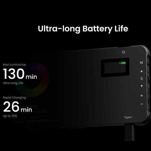 Hohem HPL-R01 Photography Lighting, On Camera Light, RGB Video Light, 130 Minutes Portable Camera Light, CCT 2500K-9000K, CRI 95+, TLCI 97+, 24 FX Effects, 10W Output for TikTok, Content Creator in Kuwait