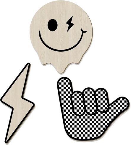 Bnesi 3 Piece Boy Room Wall Decor Features Lightning Smile Peace Sign Designs Suits Toddler Little Boy Room Spaces Cool Retro Boy Room Accessories For Boys Room Decor (Lively) in Kuwait