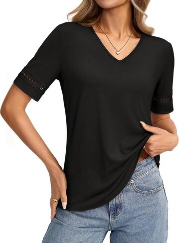 siliteelon Womens Dressy Business Casual Blouse Short Sleeve Summer Shirts Work Office Tops in Kuwait