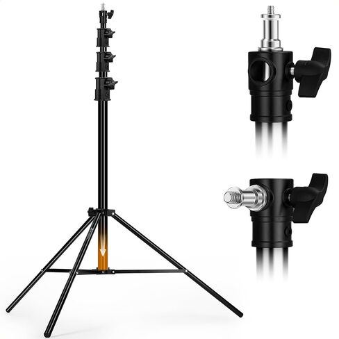 K&F CONCEPT Air Cushioned Light Stand – 9.2ft Heavy Duty Photography Tripod Stand, 41-110in Adjustable Height, 1/4"-3/8" Adapter, Max Load 17.6 lbs, Sandbag Included for Studio Softbox COB Light in Kuwait