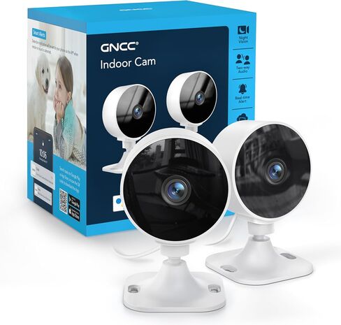 GNCC 2.4GHz Indoor Security Camera for Home, 1080P Baby & Pet Cam, 4-Pack | Baby & Pet Monitoring, Motion & Sound Detection, Two-Way Audio, Black & White Night Vision, Flexible Cloud & SD Storage in Kuwait