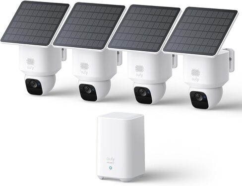 eufy Security SoloCam E30, 4-Cam Kit, 2K Solar Security Camera (Renewed) | 360° Coverage, Pan & Tilt, AI Tracking, 2K Clarity, No Monthly Fee, Built-in Local Storage (Up to 16TB) in Kuwait