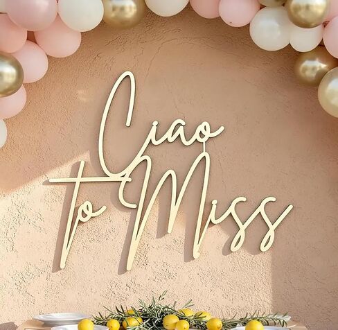 Ciao to Miss Sign for Backdrop,Wooden Baby Shower Party Decor for Italian Themed Gender Reveal Party Decor,Welcome Baby Party Balloon Arch Backdrop in Kuwait
