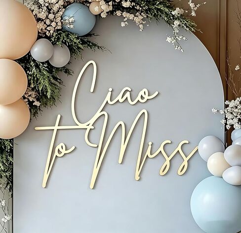 Ciao to Miss Sign for Backdrop,Wooden Baby Shower Party Decor for Italian Themed Gender Reveal Party Decor,Welcome Baby Party Balloon Arch Backdrop in Kuwait