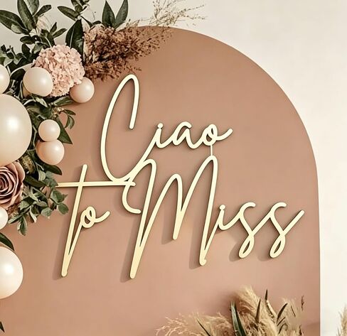 Ciao to Miss Sign for Backdrop,Wooden Baby Shower Party Decor for Italian Themed Gender Reveal Party Decor,Welcome Baby Party Balloon Arch Backdrop in Kuwait