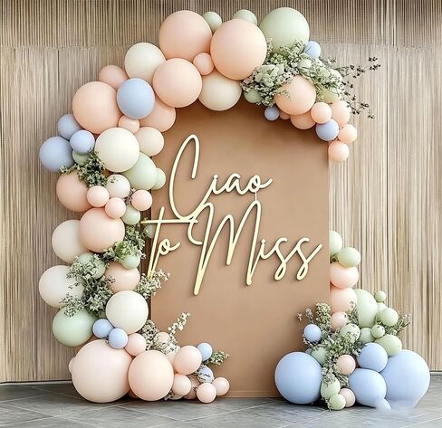 Ciao to Miss Sign for Backdrop,Wooden Baby Shower Party Decor for Italian Themed Gender Reveal Party Decor,Welcome Baby Party Balloon Arch Backdrop in Kuwait