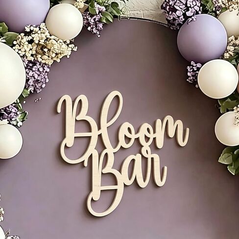 Bloom Bar Sign for for Backdrop,Wooden Flower Bar Bridal Shower Sign for Baby Shower Party Sign,Hanging Make a Bouquet Sign,Bloom Bar Wedding Sign in Kuwait
