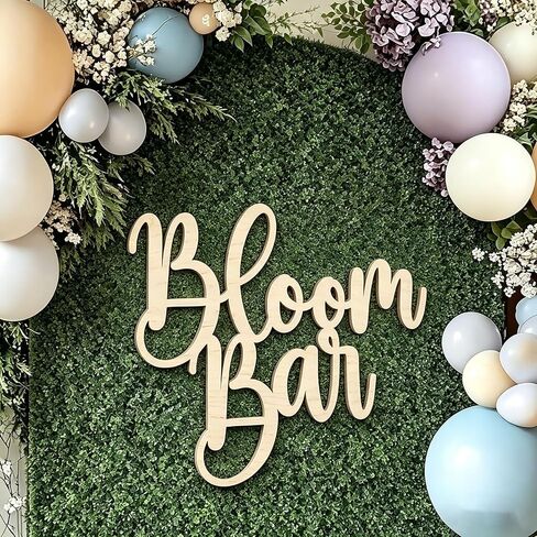 Bloom Bar Sign for for Backdrop,Wooden Flower Bar Bridal Shower Sign for Baby Shower Party Sign,Hanging Make a Bouquet Sign,Bloom Bar Wedding Sign in Kuwait